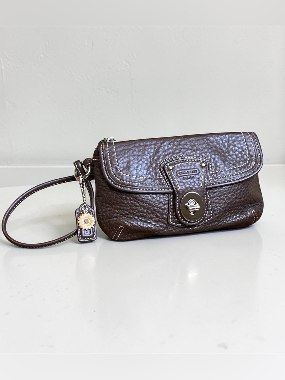 Coach Legacy Chocolate Mahagony Brown Soft Milled Leather Wristlet